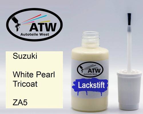 Suzuki, White Pearl Tricoat, ZA5: 20ml Lackstift, von ATW Autoteile West.